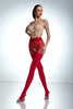 Amour Black Diamonds Crotchless Tights - Red