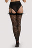 Playful Promises Leopard Knit stockings - black